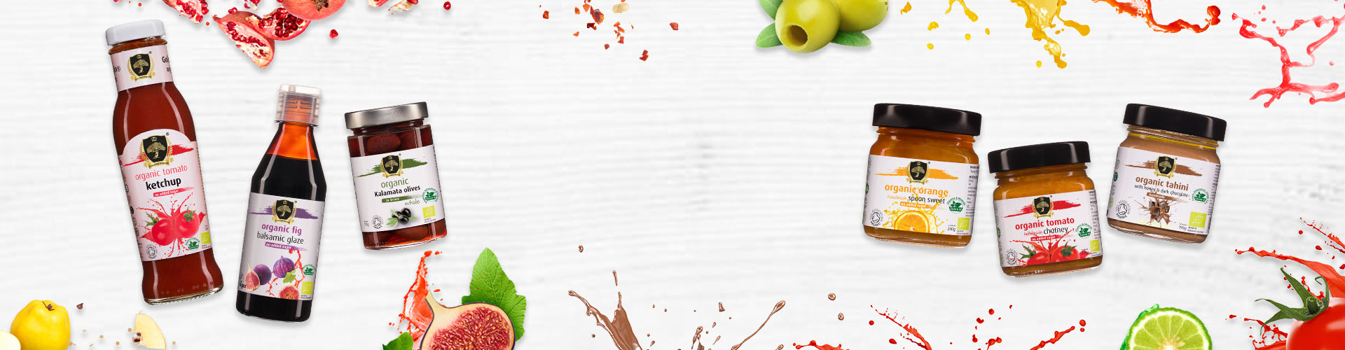 golden virgin organic foods - title background with products