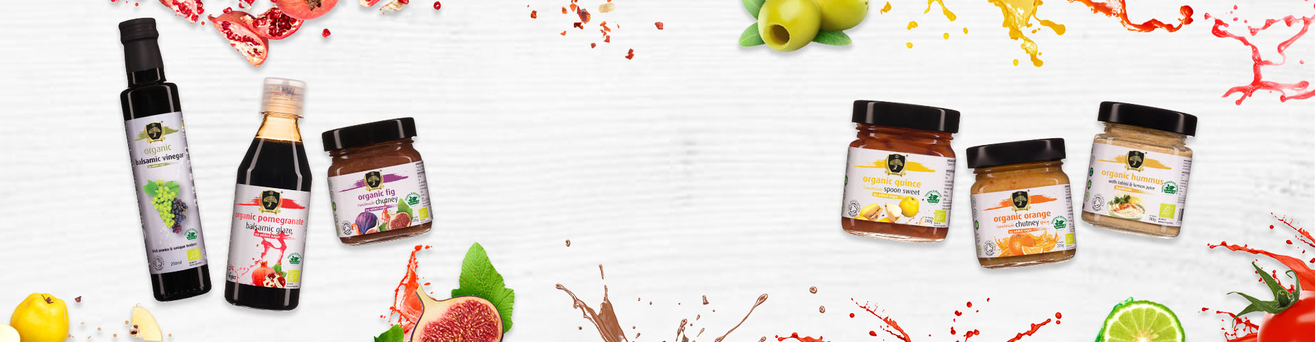 golden virgin organic foods - title background with products