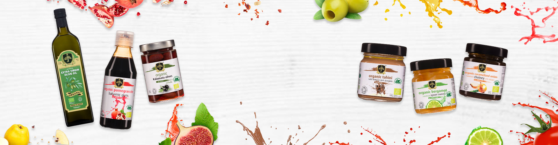 golden virgin organic foods - title background with products